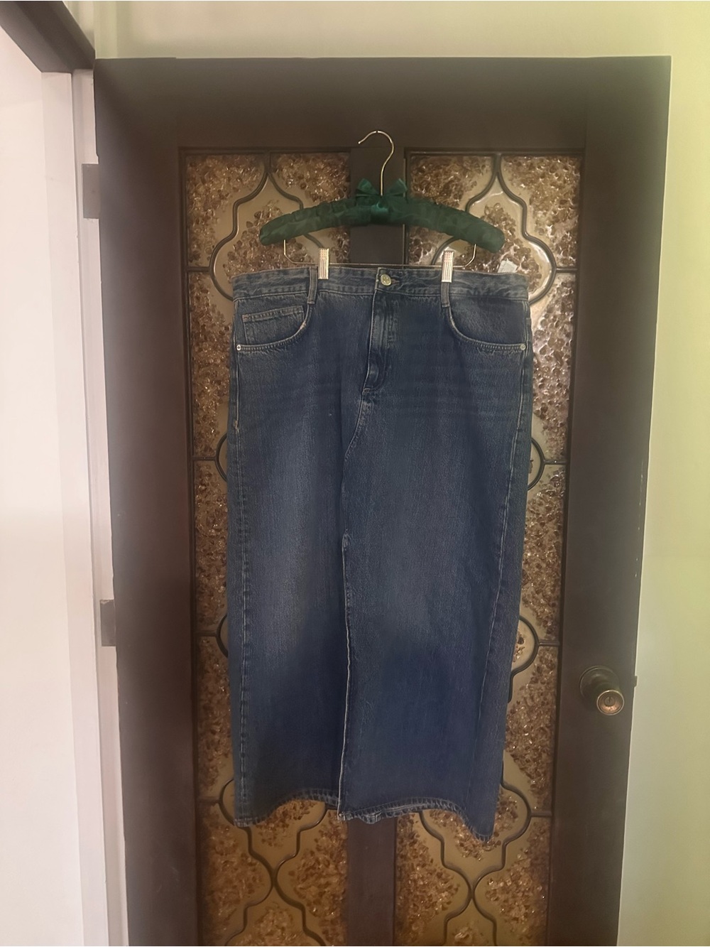 Zara Midi Blue Denim Skirt - with slit XXL